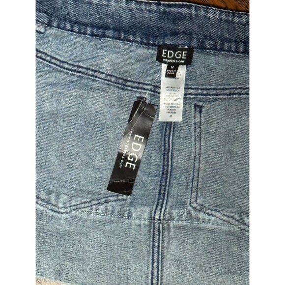 NEW Y2k Edge Womens M Denim Mini Skirt Rhinestone Trim Sparkle Bling Club party - Picture 5 of 10